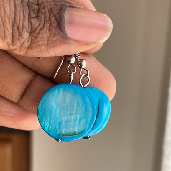 Light Blue Clay Dangle Earrings - Picture 4 of 4